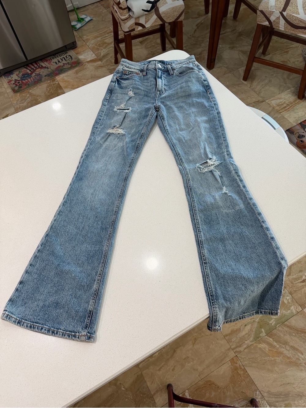 Aeropostale Light Blue Distressed Flared Jeans